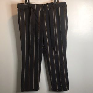 NWT LOFT Blue & Gold Striped Wide Leg Trousers size 18